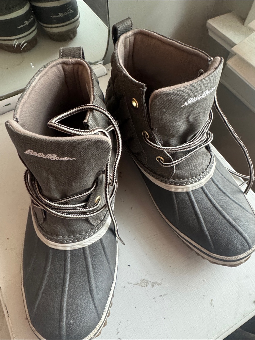 Eddie Bauer grey Duck Boots - Lace-Up weather edge Snow Boots